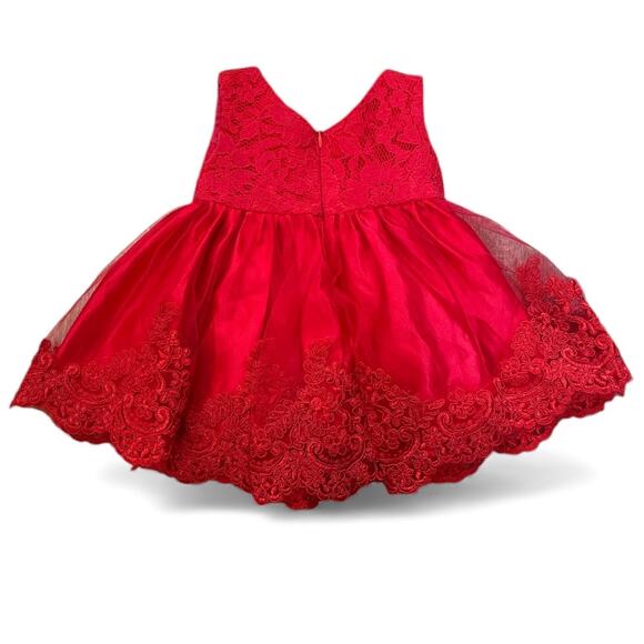 Baby Girls Red All Over Lace Formal Holiday Dress size 3M - Picture 2 of 5